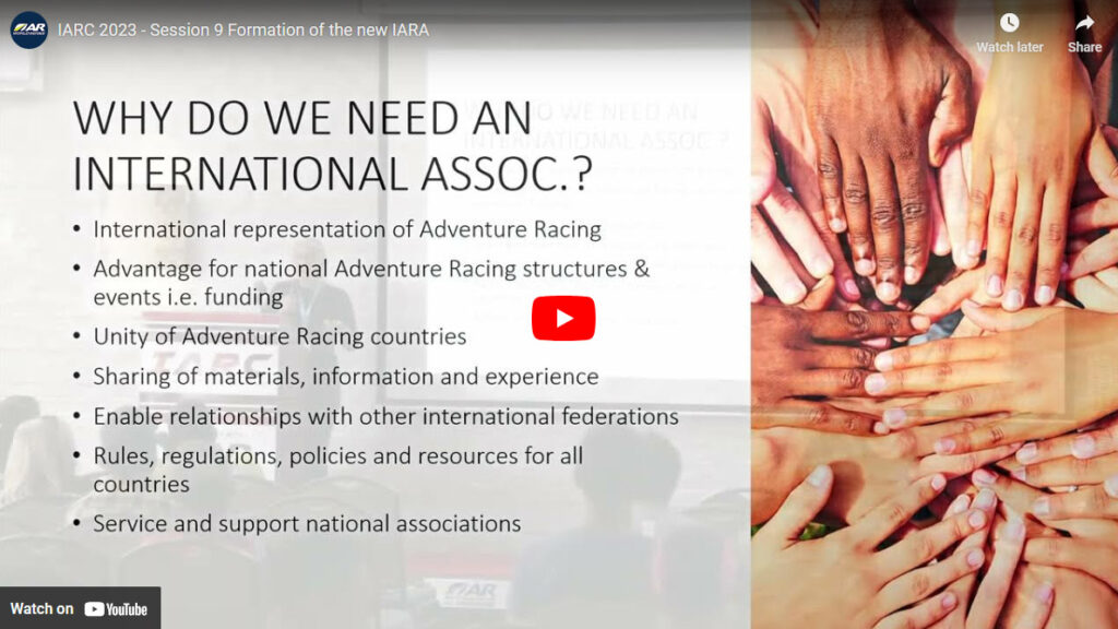 International Adventure Racing Association at the first International Adventure Racing Conference in October 2023.